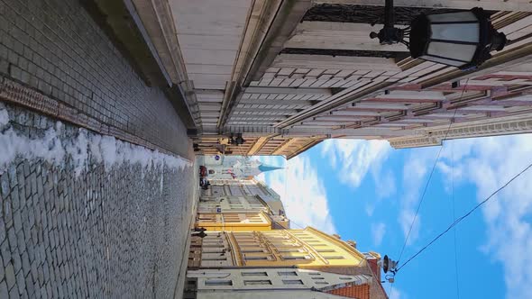 Walk in the spring through the streets of the old town of Riga
