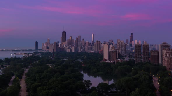 Beautiful Chicago Skyline Sunrise alt