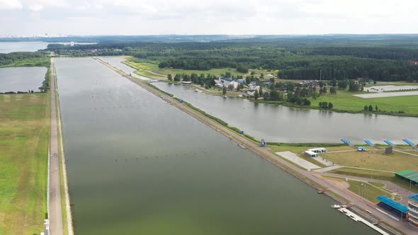 Top View of the Rowing Canal in the City of Zaslavl Near Minsk alt
