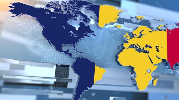 Chad Flag Inside The Shape Of World Map Transition alt