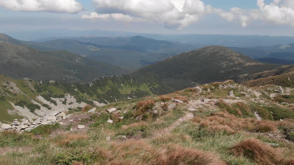 Panoramic View of Mountain Valley in Carpathians Ukraine alt