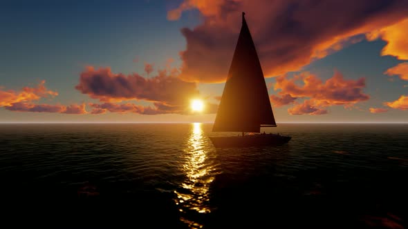 Sunset Boat Sea Ship
