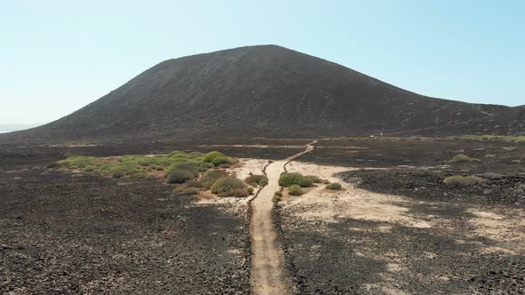 Drone Aerial Flying over Isla De Las Lobos - Fuerteventura alt