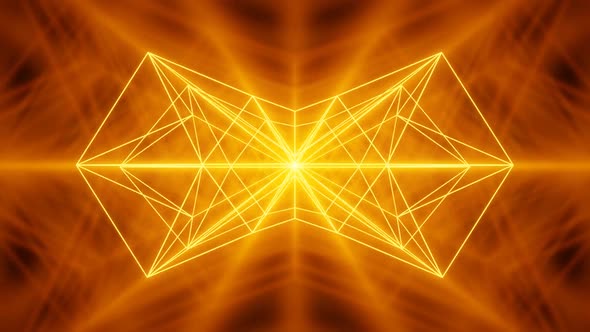Loop Animation Of Geometric Shapes. Glowing Triangles. Disco Background