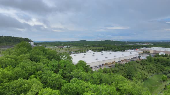 Aerial Birds Eye Panoramic View of a Business Centre of Kansas City in a Gloomy Weather alt
