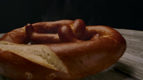 Hot Pretzel Placed on Timber Table alt