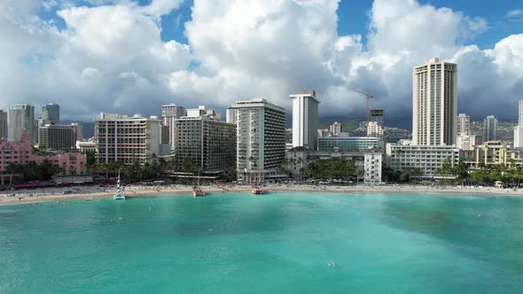 Panning View Of Waikiki Beach 4 K