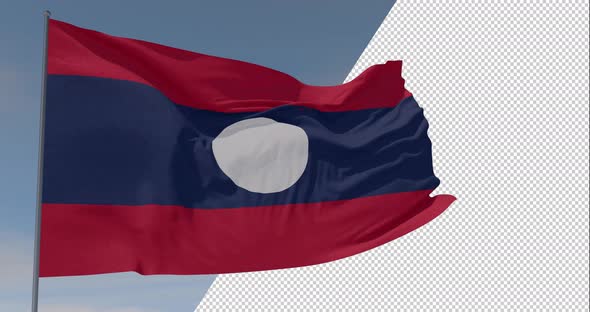 flag Laos patriotism national freedom, seamless loop, alpha channel