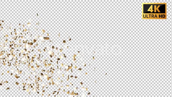 Shiny coins falling from side to center - 4k alt