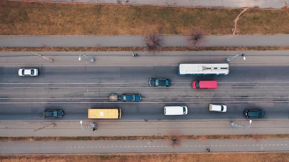 Aerial view of bridge traffic alt