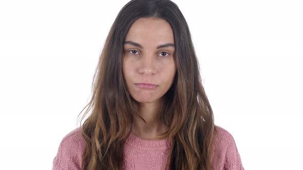 Portrait of Upset Sad Young Latin Girl alt