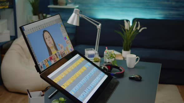 Nobody in Photography Editing Studio with Computer alt