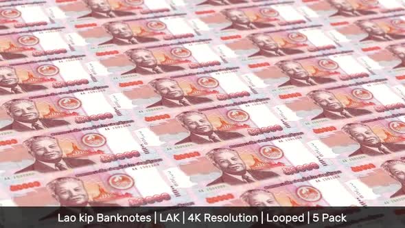 Laos Banknotes Money / Lao kip / Currency ₭N / LAK / 5 Pack - 4K alt