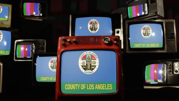 Flag of Los Angeles County, California, on Retro TVs.