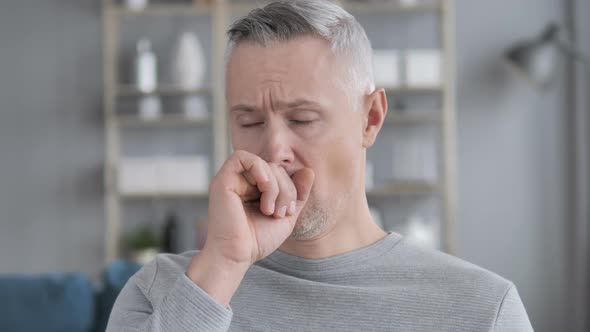 Cough, Portrait of Sick Gray Hair Man Coughing alt