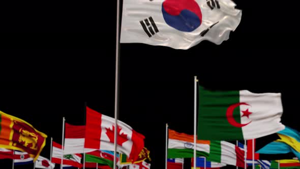 korean Flag With World Flags In Alpha Channel