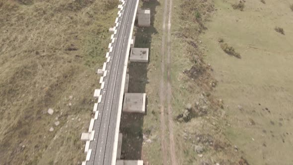Aerial view of empty Railway bridge in Samtskhe-Javakheti region, Georgia. alt