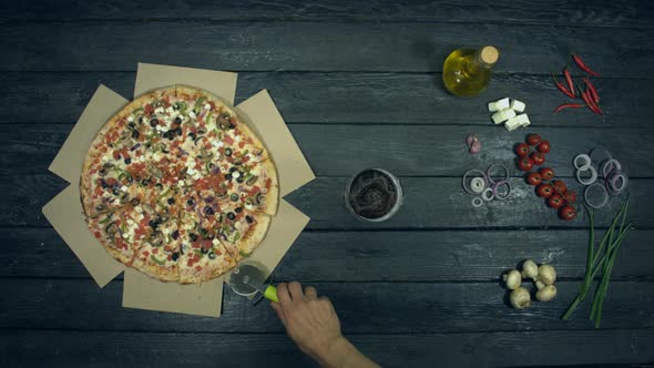 Vegetarian Pizza on Ecological Black Background
