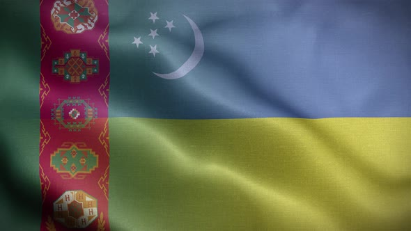 Ukraine Turkmenistan Flag Loop Background 4K