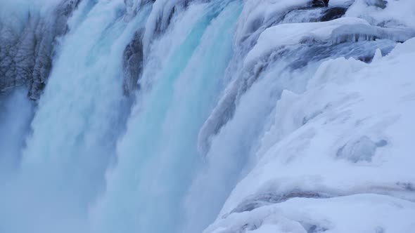 Iceland View Of Beautiful Godafoss Waterfall In Winter 9