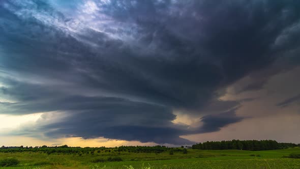 Dark storm clouds, supercell storm in Lithuania, Europe, climate change concept. 4k timelapse