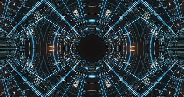 Abstract elements with lines, lights and tech circles. alt