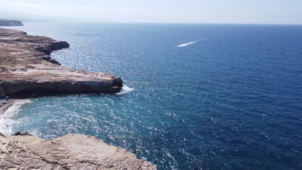 Rethymno City Beach Coast in Crete Island Greece From a Drone alt