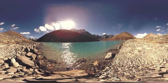 VR Gokyo Ri Mountain Lake at the Winter Season alt
