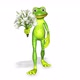 Frog Shows Flowers Looped White Background - VideoHive Item for Sale
