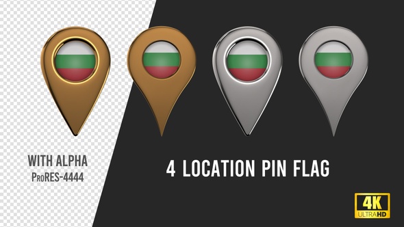 Bulgaria Flag Location Pins Silver And Gold alt