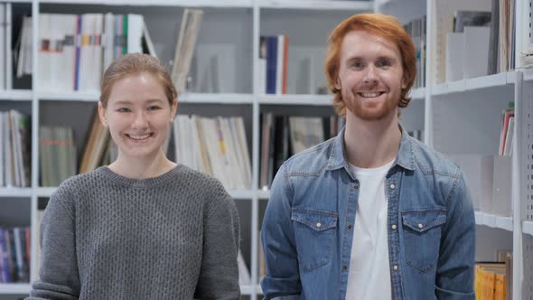 Portrait of Smiling Man and Woman Looking in Camera, Team alt