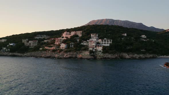 A costal town of Utjeha,Montenegro,on the adriatic shore, luxurious villas standing on a rocky cliff alt