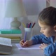Little School Girl Doing Homework at the Table - VideoHive Item for Sale