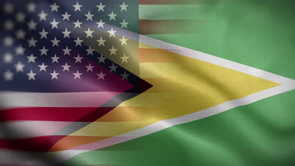 USA Guyana Flag Loop Background 4K
