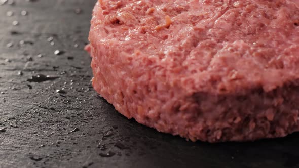 Plant Based Vegan Burger Meat, Fake Vegeterian Beef Meat Close Up, Fresh Impossible Veggie Food alt