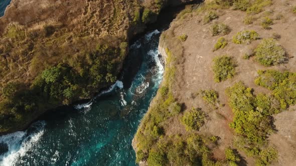 Seascape Cliffs Sea Waves Nusa Penida Bali Indonesia alt