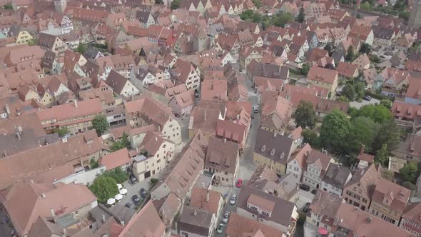 Aerial view of Bamberg old town, Bavaria, Germany. Ancient historic half-timbered buildings Summer