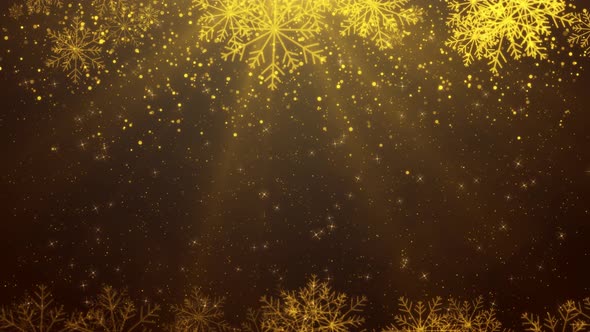 Gold Snowflakes  Shiny Background 01