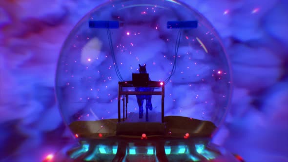 Abstract Fantastic Fluid Horse Trains on a Treadmill in a Snowball alt