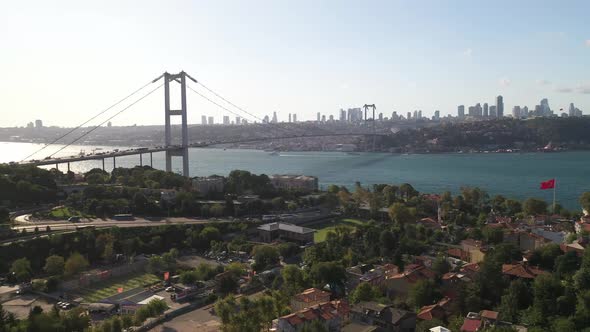 Aerial View of Traffic in Bosphorus Istanbul