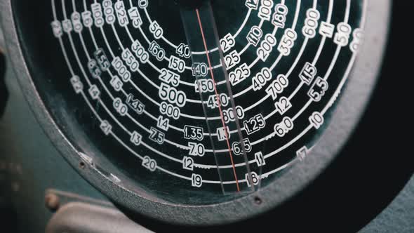 Vintage Analog Radio Dial Scale From Wartime Submarine Searching Radio Stations alt