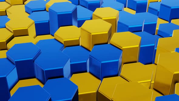 Blue and Yellow Hexagons Honeycomb Motion Background Render