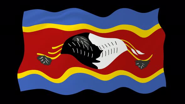 Flag Of Eswatini Waving Flag Animated Black Background