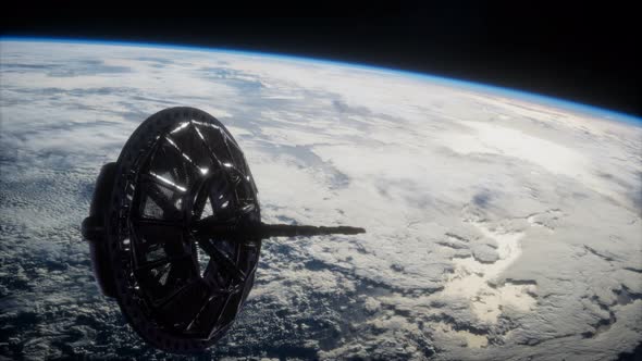 Futuristic Space Satellite Orbiting the Earth by icetray | VideoHive