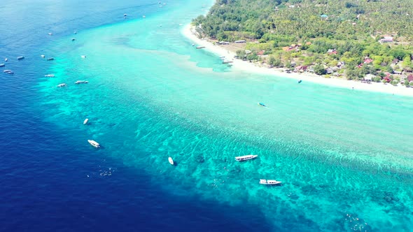 Tropical drone abstract shot of a white paradise beach and aqua turquoise water background in colour alt
