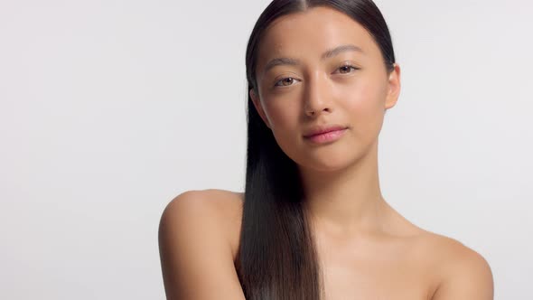 Mixed Race Asian Model in Studio Beauty Shoot