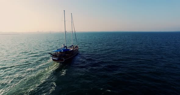 Aerial View of the Palinuro Sailing Ship at Sea