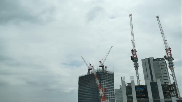 Time lapse construction crane site of building alt