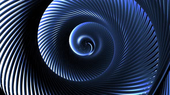 Abstract Looped Dark Background with Curved Lines Like Tubes Twisted in Helix and Blue Neon Light alt