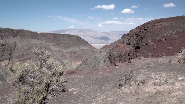Red rock canyon in Death Valley, Mojave Desert, California, Aerial dolly in shot alt